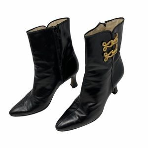 Bally Leather Mid-Calf. Boots W/Gold Accents•6 1/2